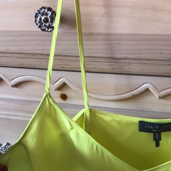 Rag & Bone | 100% Silk Racquel Satin-Paneled Neon Silk Crepe De Chine Camisole - Picture 5 of 9